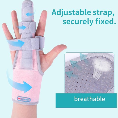 ENLUNTRA Finger Splint Brace Supports Index finger,middle finger,ring finger,pinky splint,Adjustable Right or Left Hand Brace,Straightening for trigger finger splints(pink)