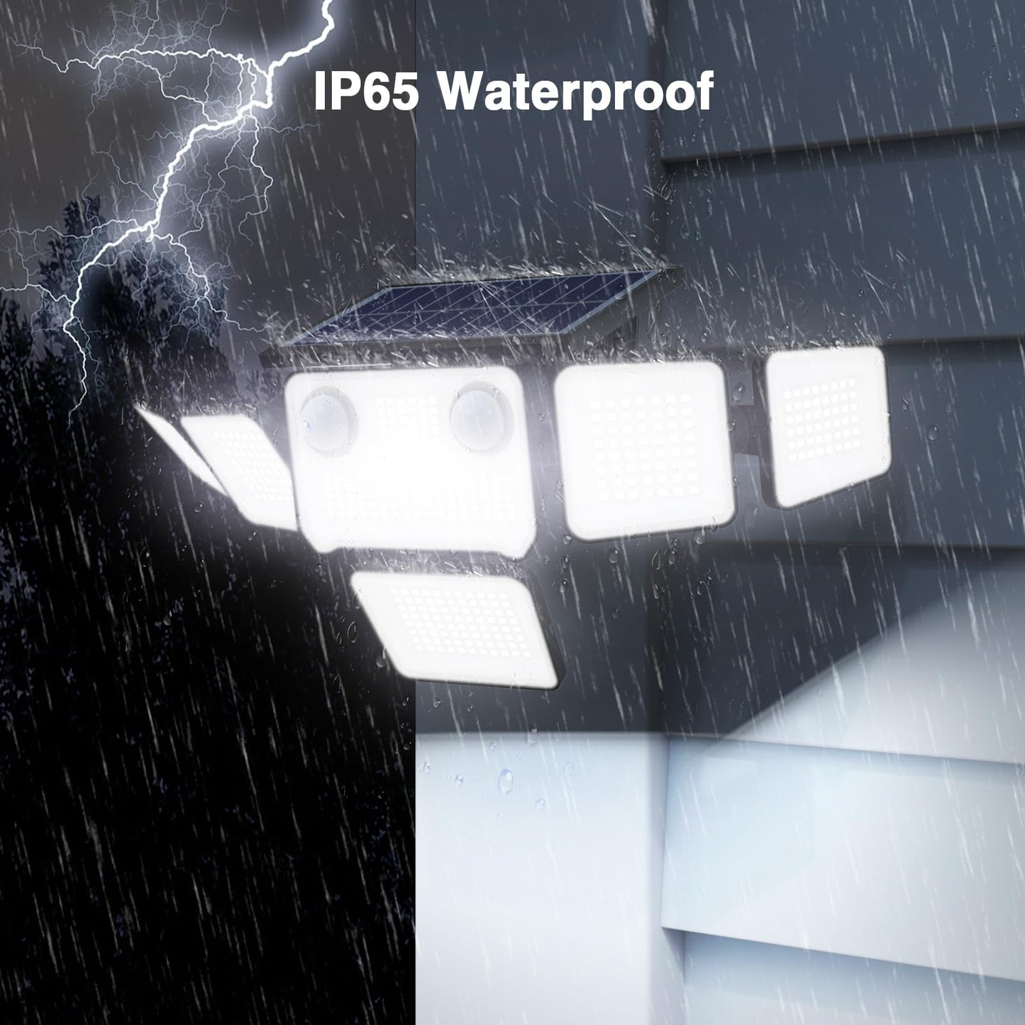 SZPOWER Solar Lights Outdoor Waterproof, 434 LED 3000LM Solar Flood Lights Outdoor with 2 Motion Sensor, 6 Heads Security Light with Remote Control for Yard Outside House Garage 3 Pack