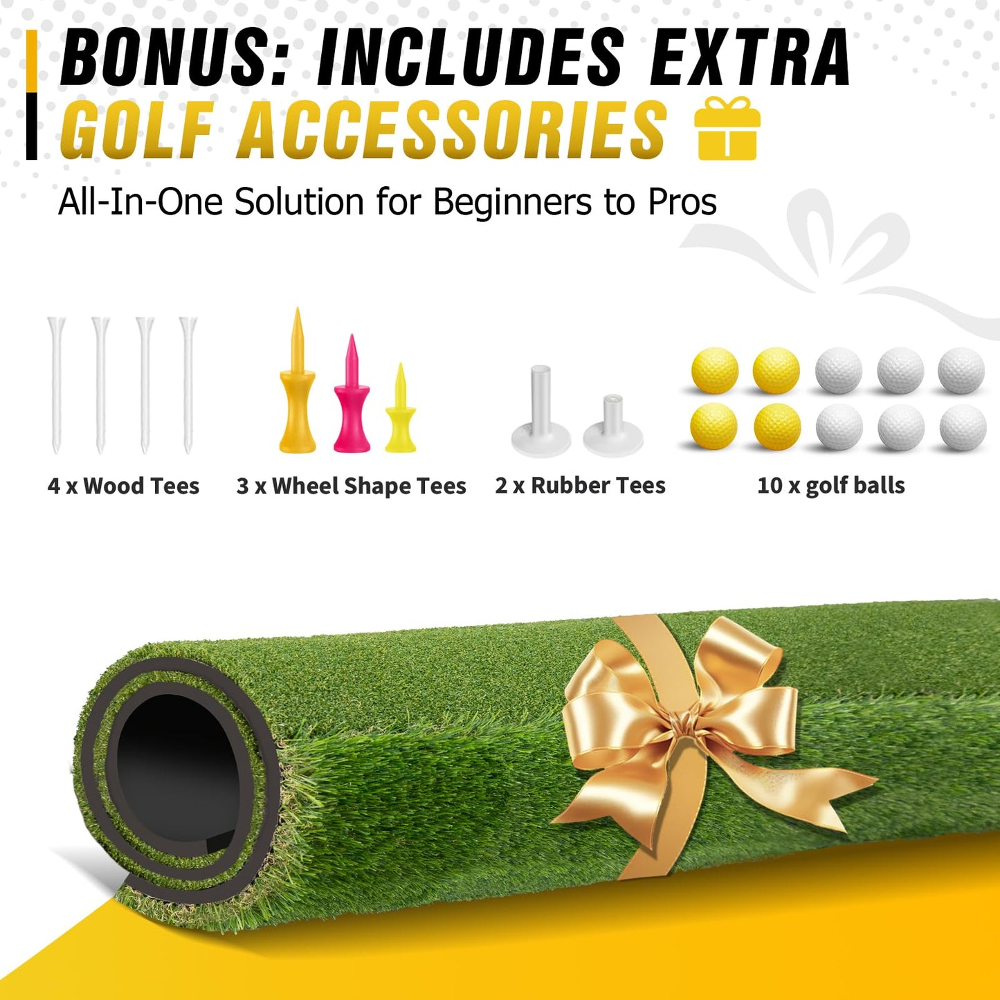 Dual-Turf Golf Mat 31mm: 5X3ft Extra Large Golf Hitting Mats Practice Outdoor Indoor, High-Density Artificial Turf Matt for Garage Simulator Chipping Driving Training, Ideal Gifts for Men Dad