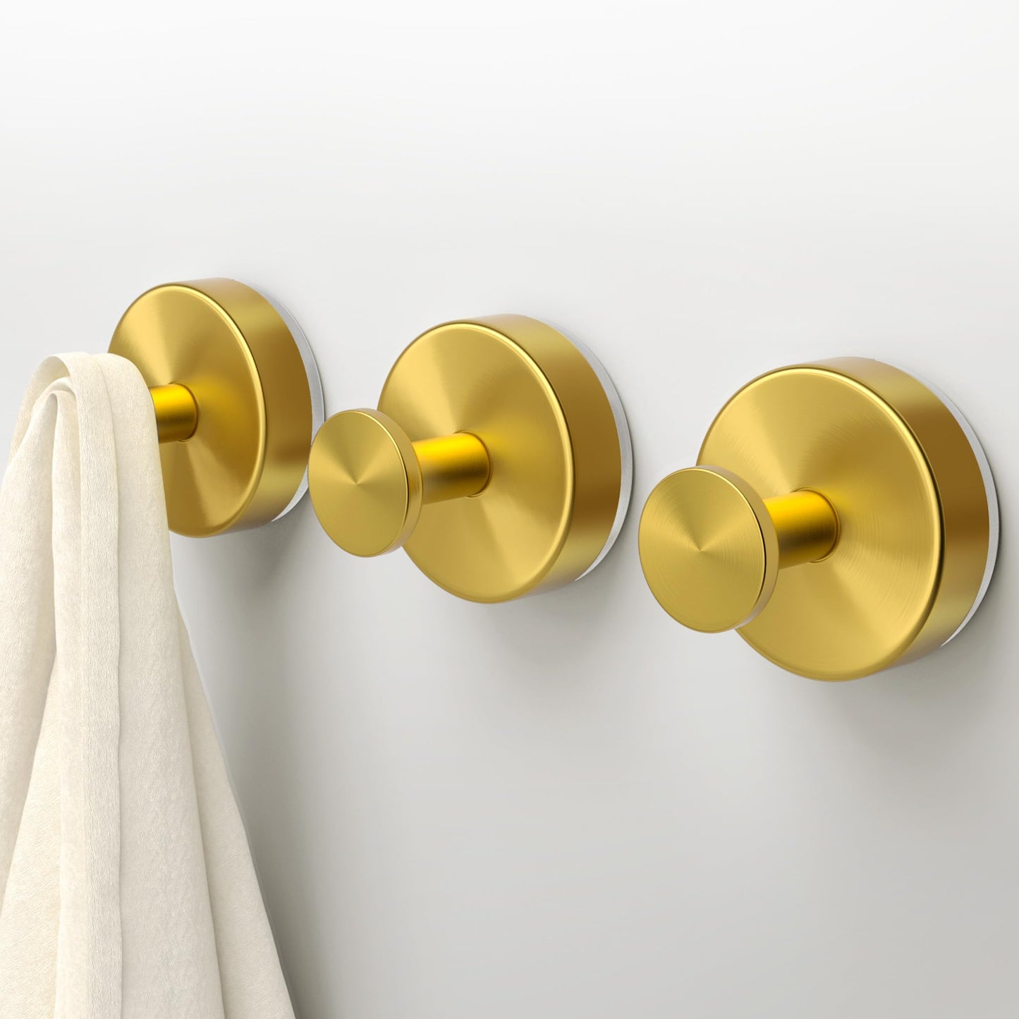 Deluwire Suction Cup Hooks for Shower,3 Packs Towel Holder,Removable Shower Towel Suction Hooks for Bathroom Wall,Kitchen,Glass,Mirror,Tile to Hang Robes,Loofah-Gold No Rough or Dirty Surfaces