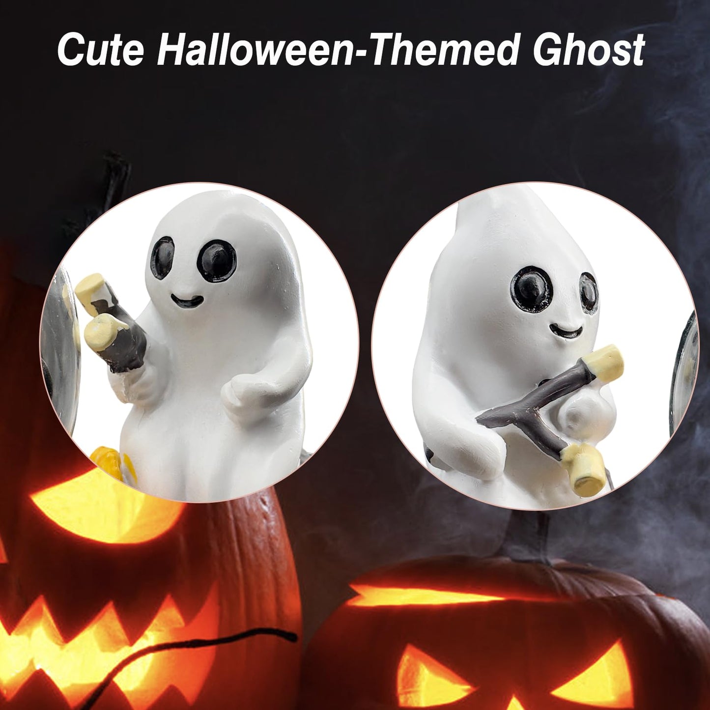 Abscalar Halloween Ghost Campfire Flickering NightLight,Cute Swivel Plug-in Figurine Lamp for Holiday Decor, Indoor. Campfire Night Light with Flicker Bulb,Figurine Light