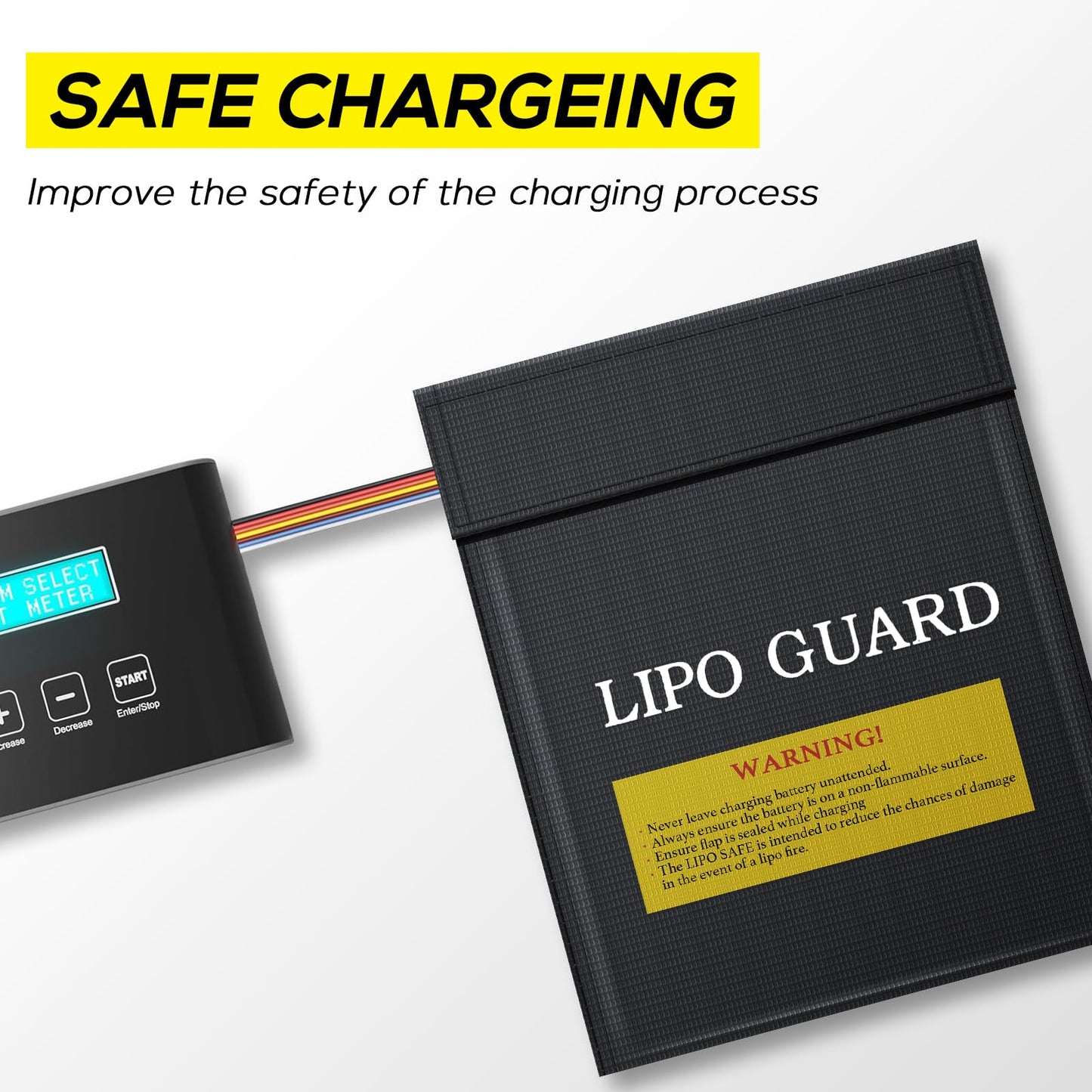 PAWBOSE Lipo Safe Bag, Fireproof Explosion-Proof Lipo Battery Bag for Safe Charging and Storage, 2 Packs(black)