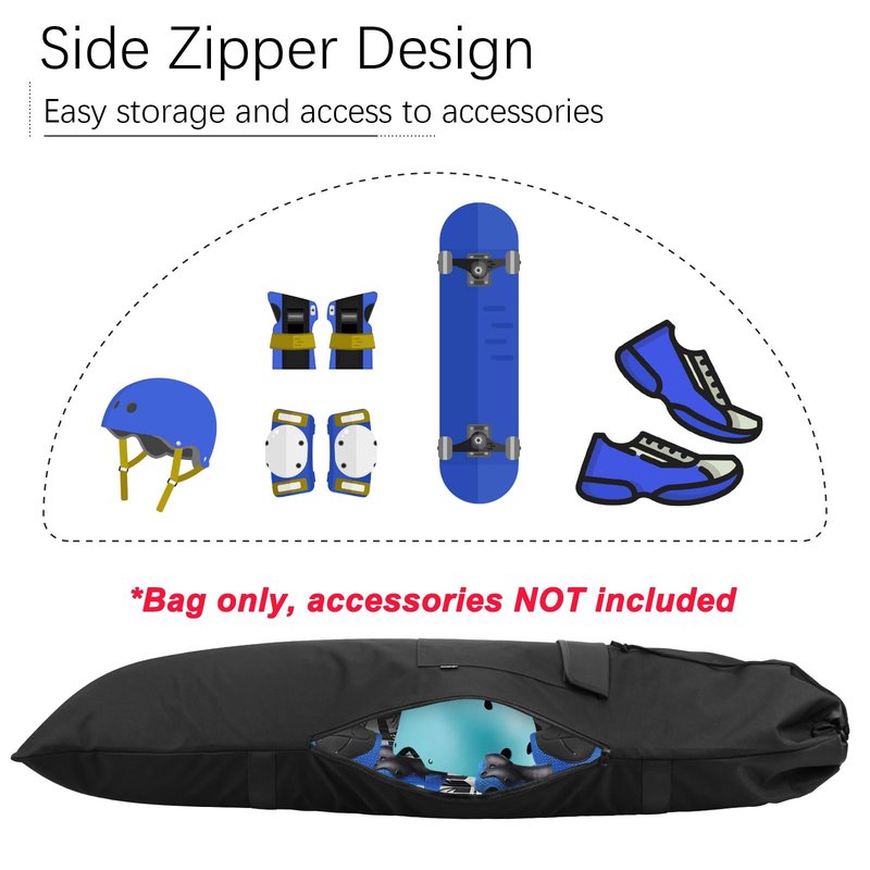 Easecos Longboard Skateboard Bag Portable Skateboard Carry Bag with Outer Pocket, Heavy Duty Longboard Bag with Adjustable Strap, Outdoor Sport Travel Storage Organizer for Men Women, 50" L x 17.1''W