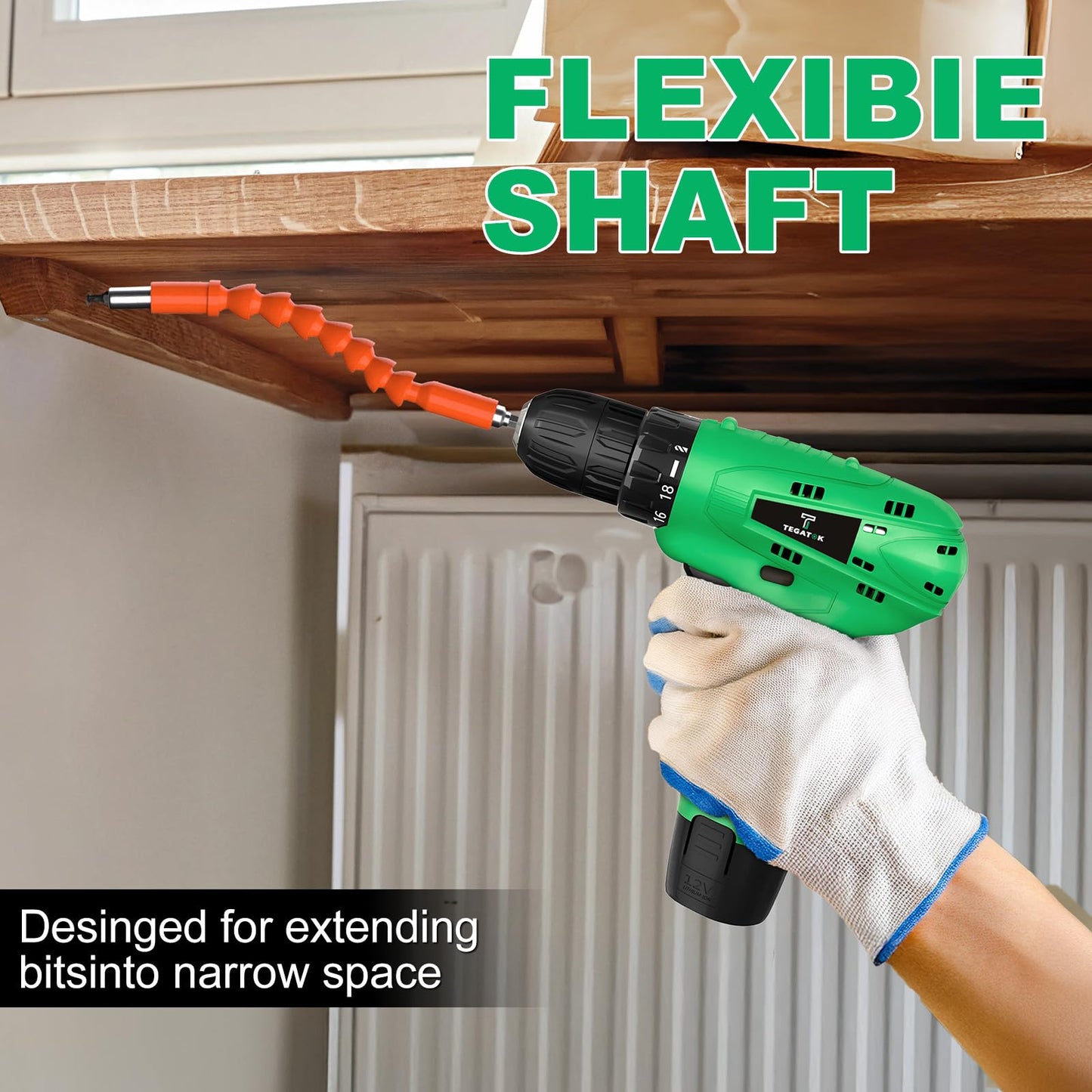 Tegatok Cordless Drill Set,12V Power Drill Set with Battery and Charger, Electric Driver Drills Bits, 3/8'' Keyless Chuck,18+1 Torque Setting with LED Electric Drills Set