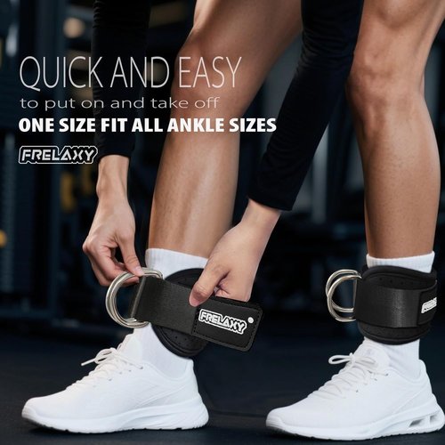 Frelaxy Ankle Straps for Cable Machine – Comfortable & Durable Leg Straps for Kickbacks, Glute Workouts, and Lower Body Exercises – Perforated Neoprene Padding & Tapered Fit