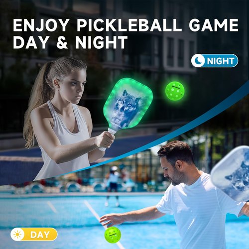 AboveGenius Glow in The Dark Pickleball,6 Pack Outdoor Pickleballs, LED Light Up High Visibility and Long-Lasting for Nighttime Play,Pickleball Gift