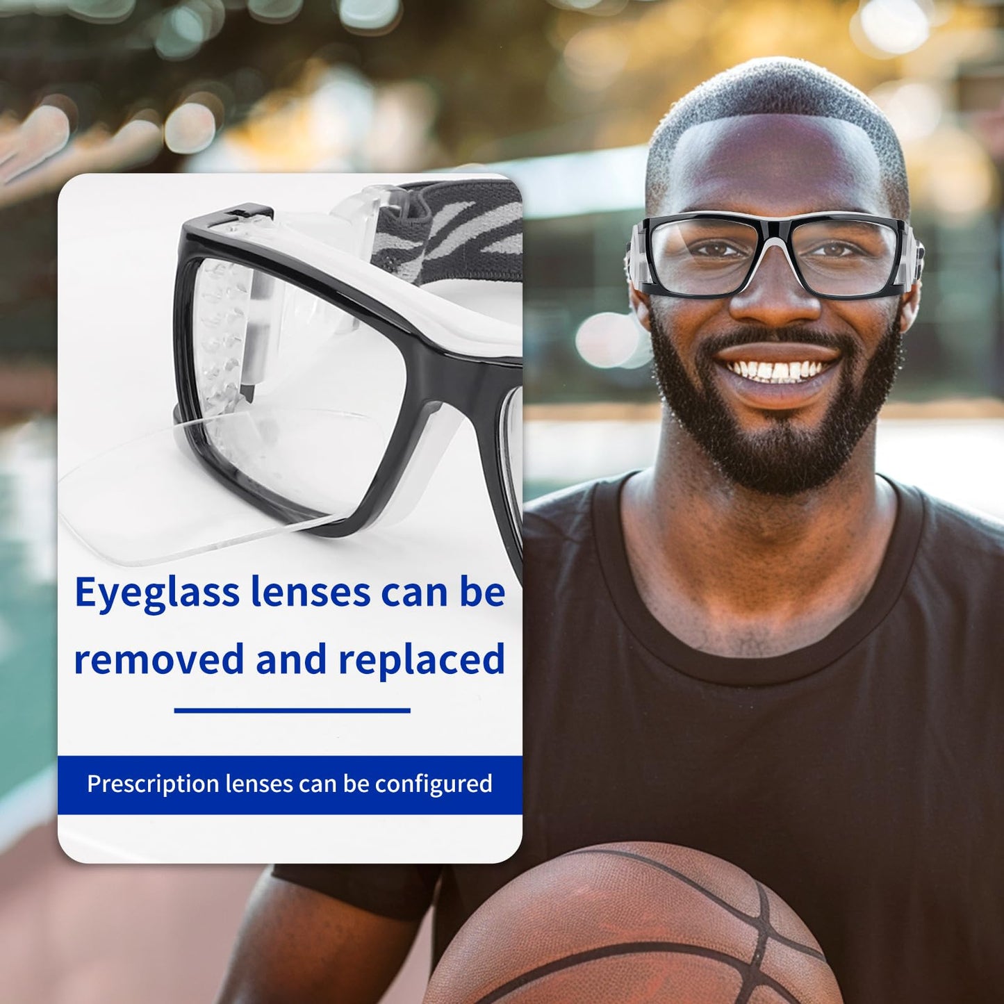 SooGree Basketball Soccer Football Sports Protective Eyewear Goggles Racquetball Sports Goggles Eye Safety Glasses (Blue)