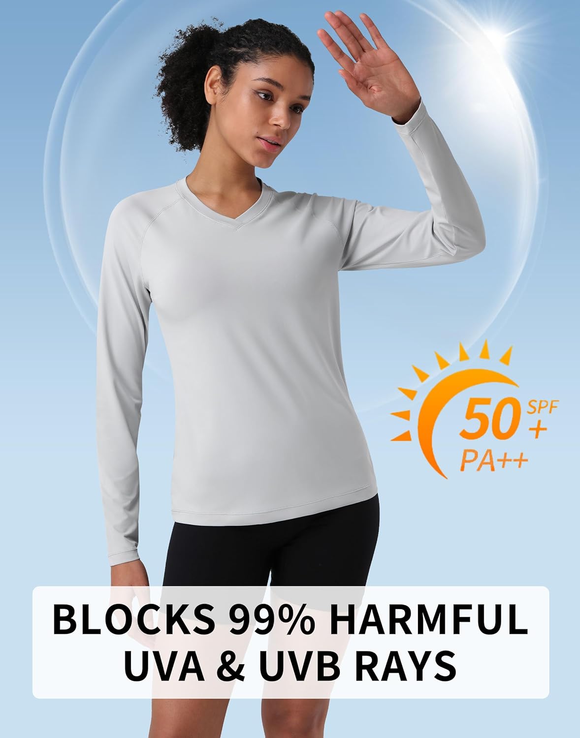 Pioneer Camp Women's UV Protection Shirt - SPF 50+ Long Sleeve V-Neck Quick Dry Workout Top