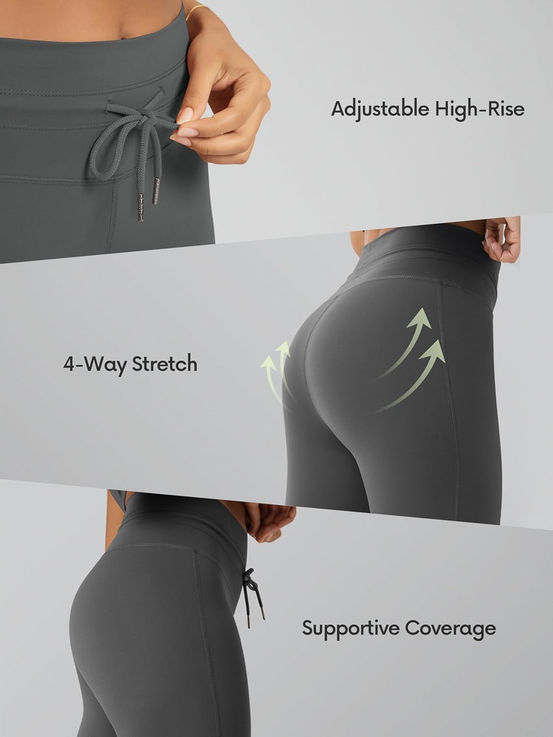 ODODOS Women's High Waist Workout Shorts - 5" Inseam Drawstring Tie Yoga Biker Shorts