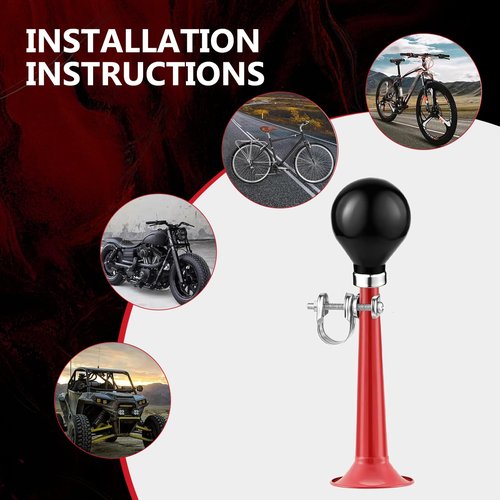 Dogary Air Horn for Bicycles, High Volume Warning Horn, Loud Squeeze Sound Bicycle Bell, Universal Biking Accessory for Adults & Kids, Fits Mountain Bikes, Beach Bikes & Most Bicycles (Red)