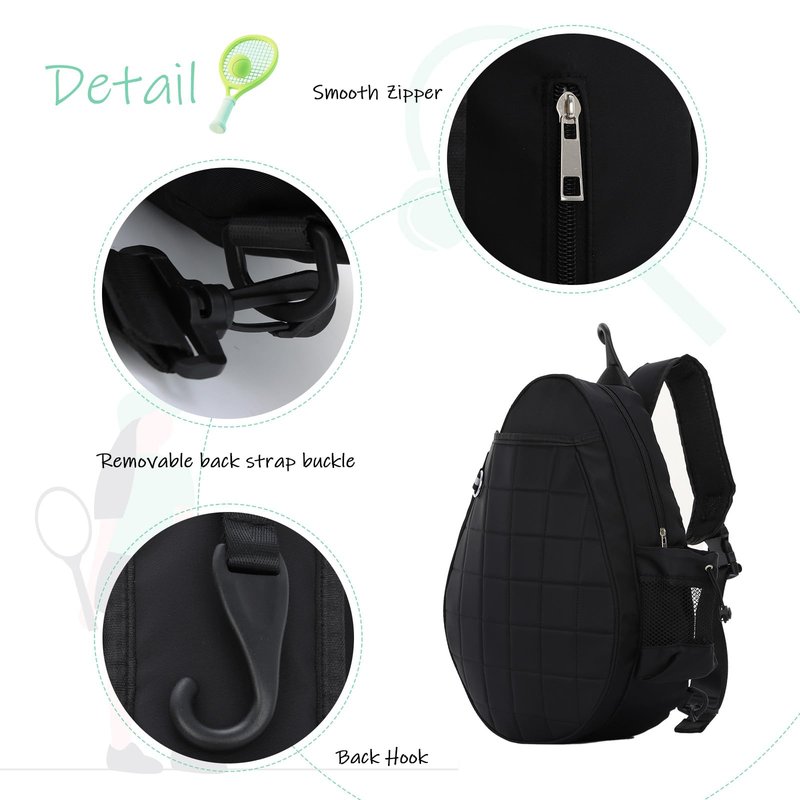 KUANG! Tennis Bag for Women Men Quilted Tennis Crossbody Backpack Sports Racket Bag Suitable for Pickleball Tennis Badminton