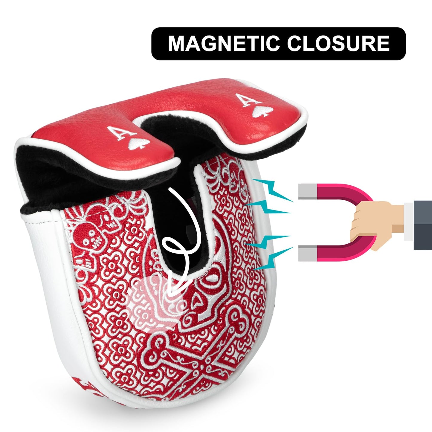 Golf Mallet Putter Cover Golf Headcover, Magnetic Closure Premium Leather Do Not 3Putt Golf Head Covers Fits Golf DF3 Putter Poker Ace Mallet Putter Headcover (Poker Ace)