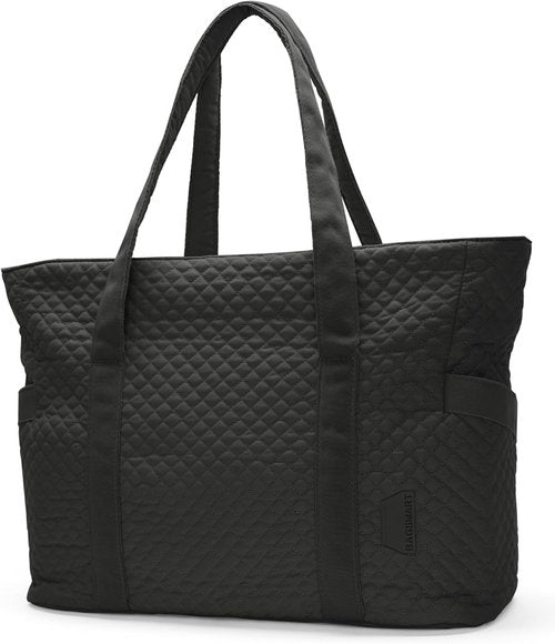 BAGSMART Crush Tote Bag - 20L Quilted Work Tote with Zipper | Stylish Travel Essentials for Women