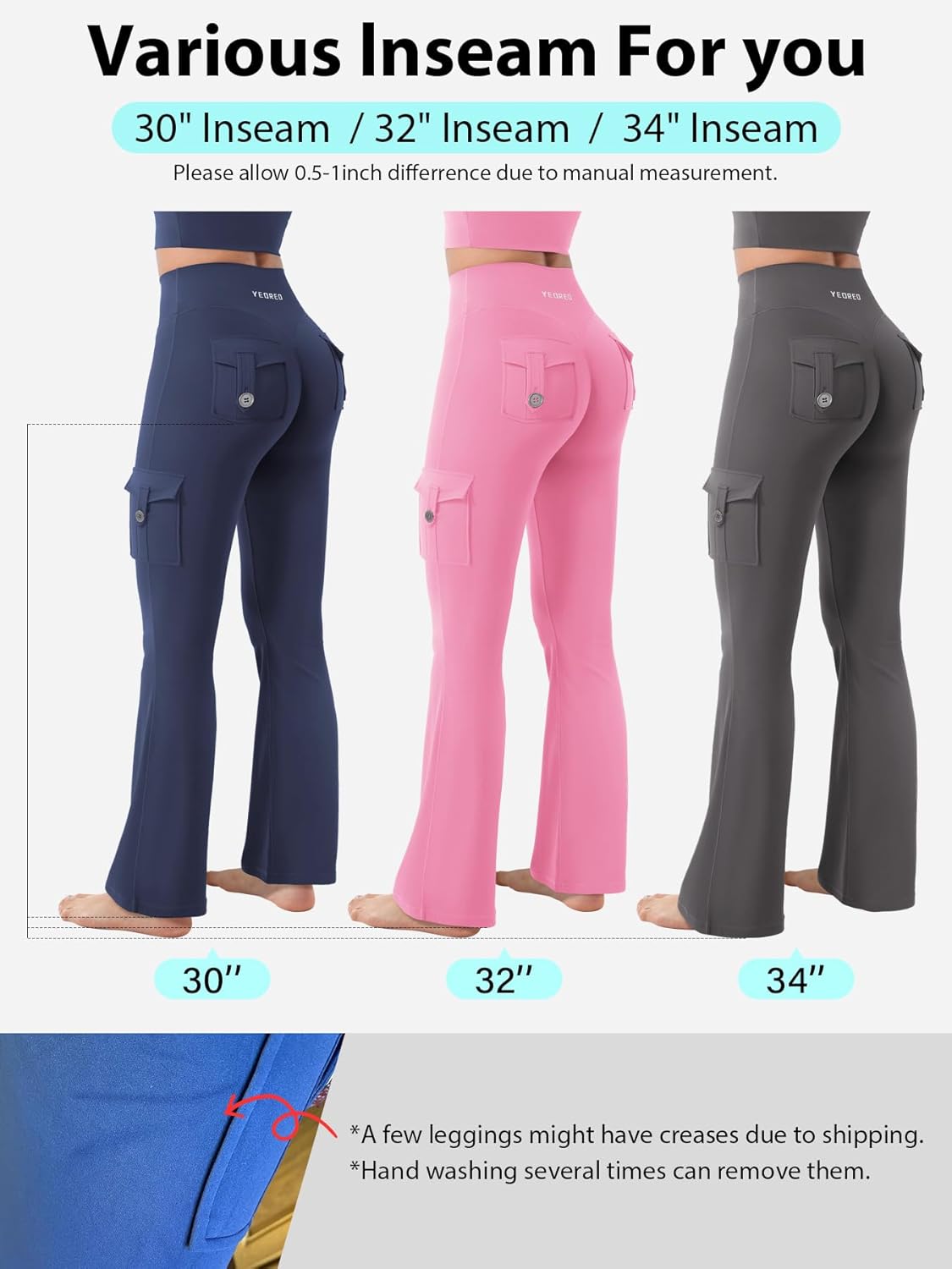 YEOREO CoreFlex Women's High-Waisted Flare Leggings - Hidden Pockets | No Front Seam Gym Yoga Pants