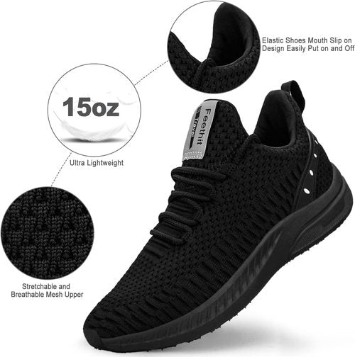 Feethit Men's Slip-On Walking Shoes - Lightweight Breathable Mesh Sneakers for Comfortable Workouts
