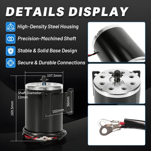 Lazenta MY1020 48V Electric Scooter Brushed Motor 1000W 9 Teeth Compatible with Electric Scooter E-Bike Motorcycle Bicycle Mini Bike Go Kart ATV Tricycle,with Base