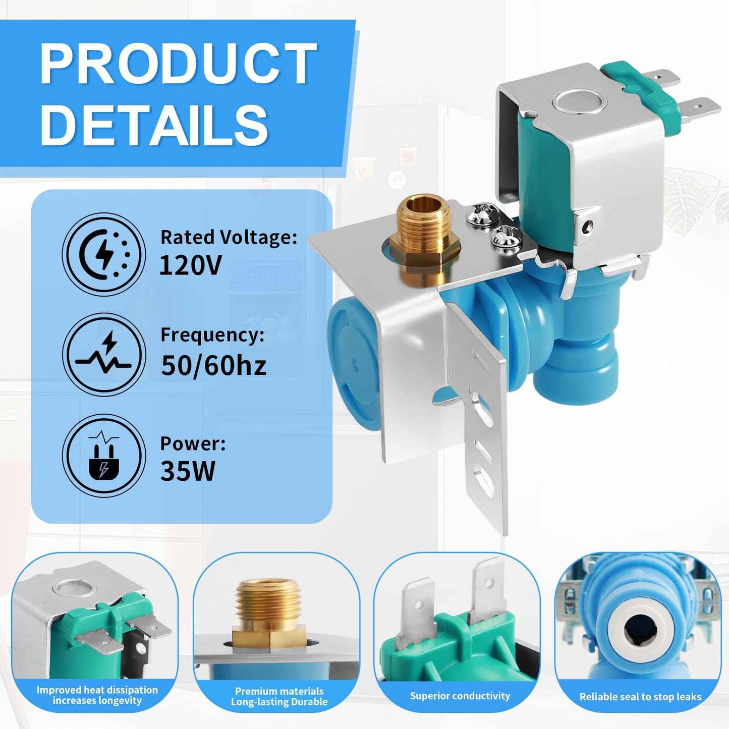 Upgraded 242252603 Refrigerator Ice Maker Water Inlet Valve, for Electrolux Frigidaire kenmore Icemaker Solenoid Valves, Replacement parts AP5671756 241803701 PS7784017 241803703 218475600 218720400