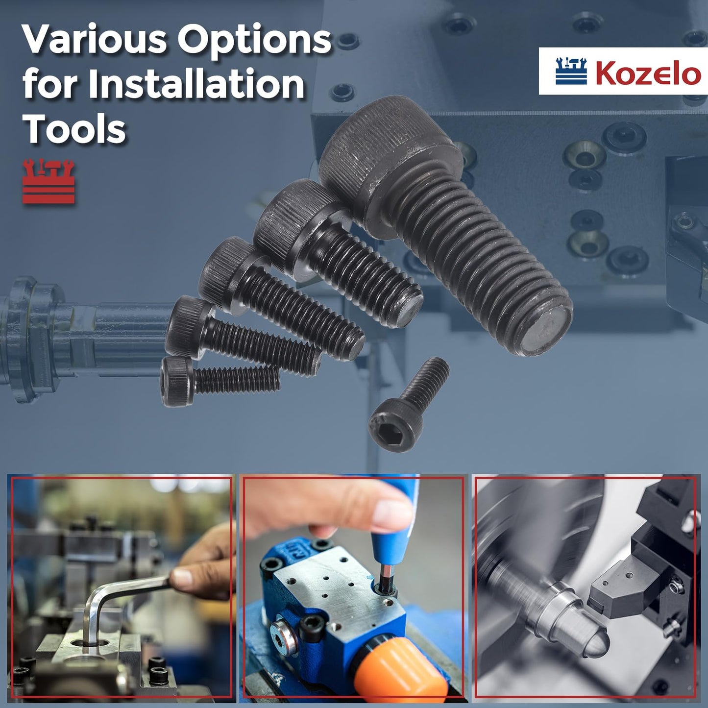 Kozelo 40pcs Socket Head Cap Screws - [M8-1.25 x 20mm] Alloy Steel Black Oxide Grade 12.9 Internal Hex Screw for 3D Printer Furniture Industrial Use, Black