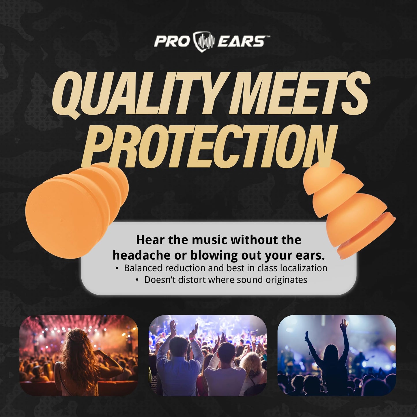Pro Ears Audiomorphic Earplugs, Shooting Ear Protection, Noise Canceling Earbuds, Hearing Protection, Concert Ear Plugs, Carrying Case Included, Orange (Large)