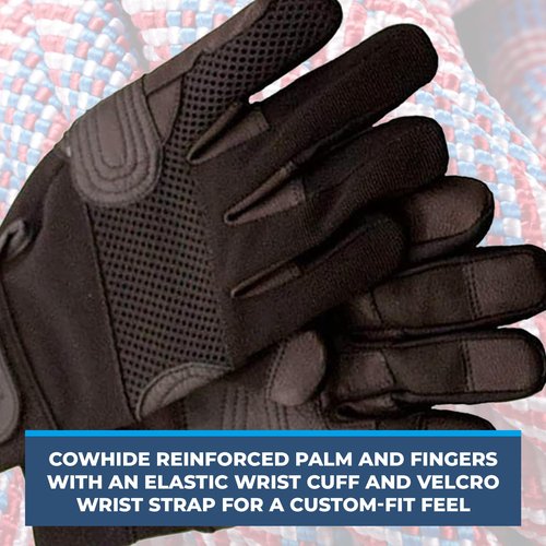 Rock-N-Rescue Rope Master Gloves-Version II, Lightweight, Breathable,Stretchable, Nylon Construction for Dexterity and Comfort, Leather Reinforced Palms for Protection, Small