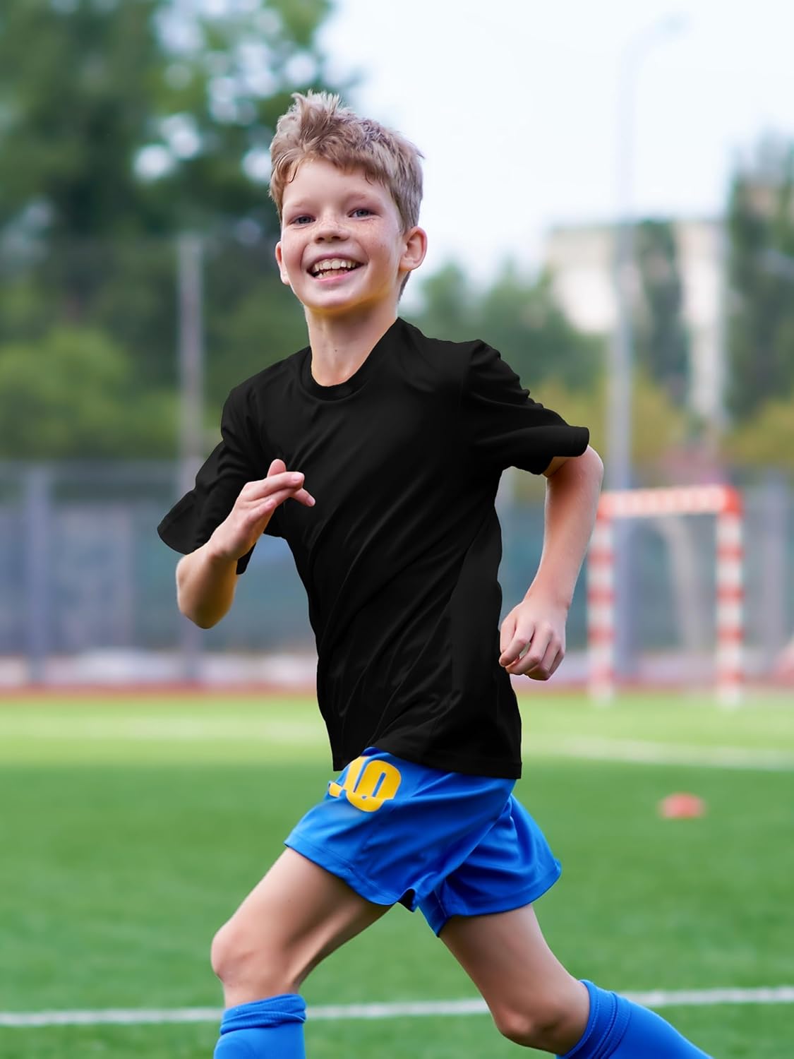 Skiennix Boys Neon Athletic Shirt - UPF 50+ Dry Fit Cooling Short Sleeve Rash Guard | Kids Top