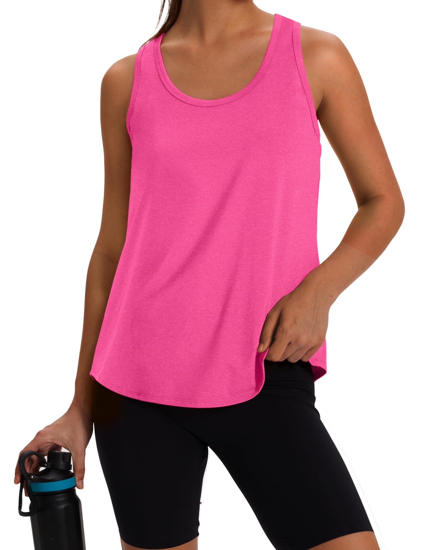 WIHOLL Workout Tops for Women Racerback Sleeveless Athletic Yoga Shirts Quick Dry Non Chafing Activewear Fitness Spring Fashion Clothing Hot Pink S