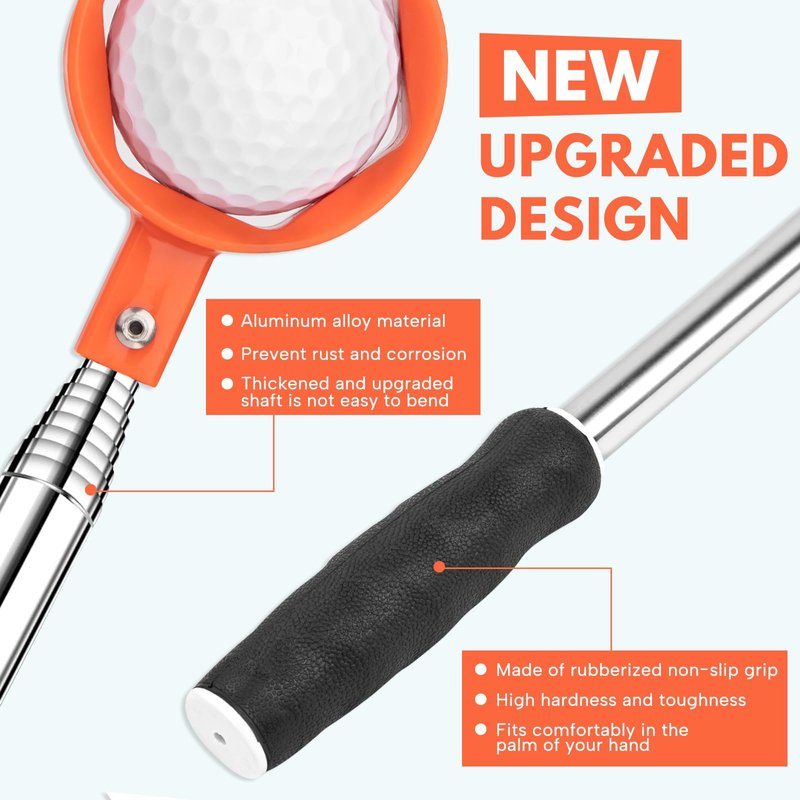 montela golf Ball Retriever Telescopic 9/12FT Golf Ball Water Retrievers Aluminum Alloy Golf Ball Grabber Golf Ball Retriever for Water Golf Accessories Golf Gift for Men (12FT-1)
