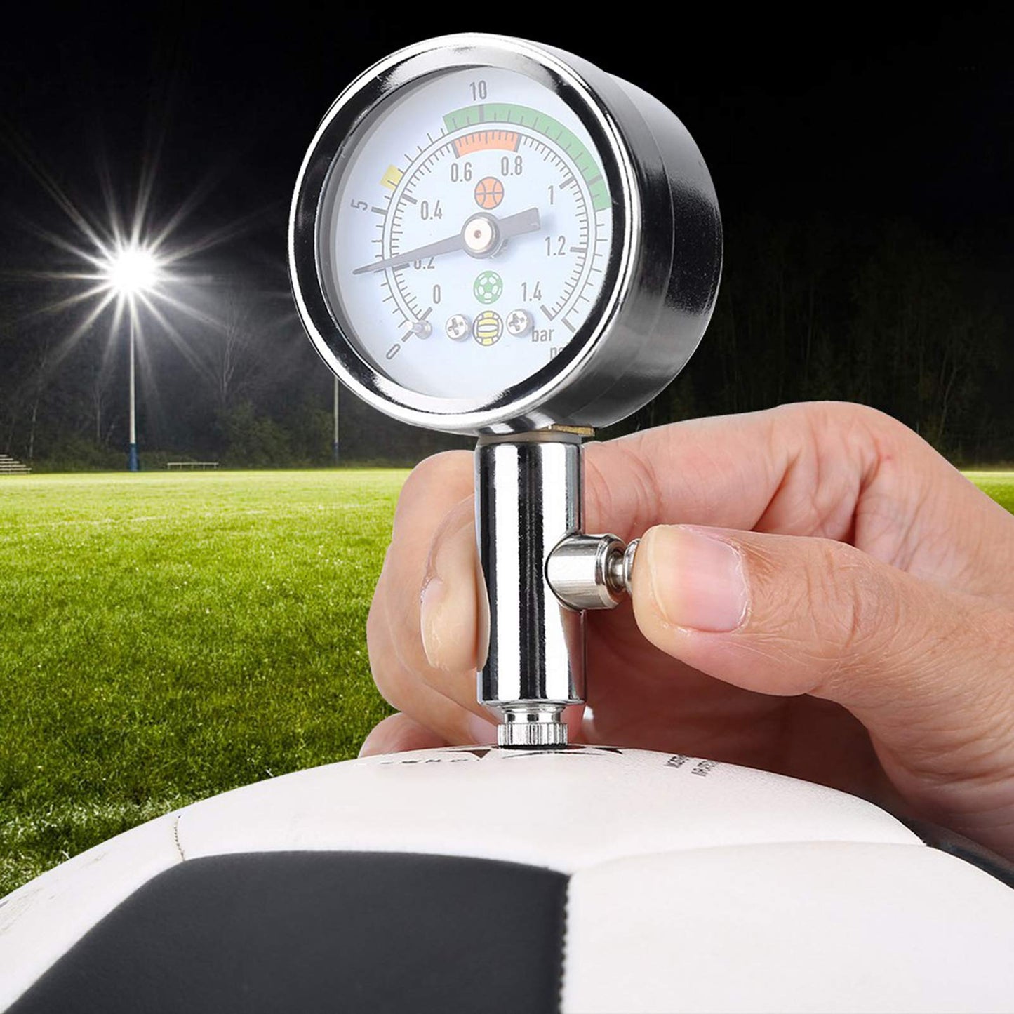 Ball Pressure, Dual Scale PSI and Bar Metal Air Pressure Sports Ball Pump Accessory for Basketball Football Volleyball