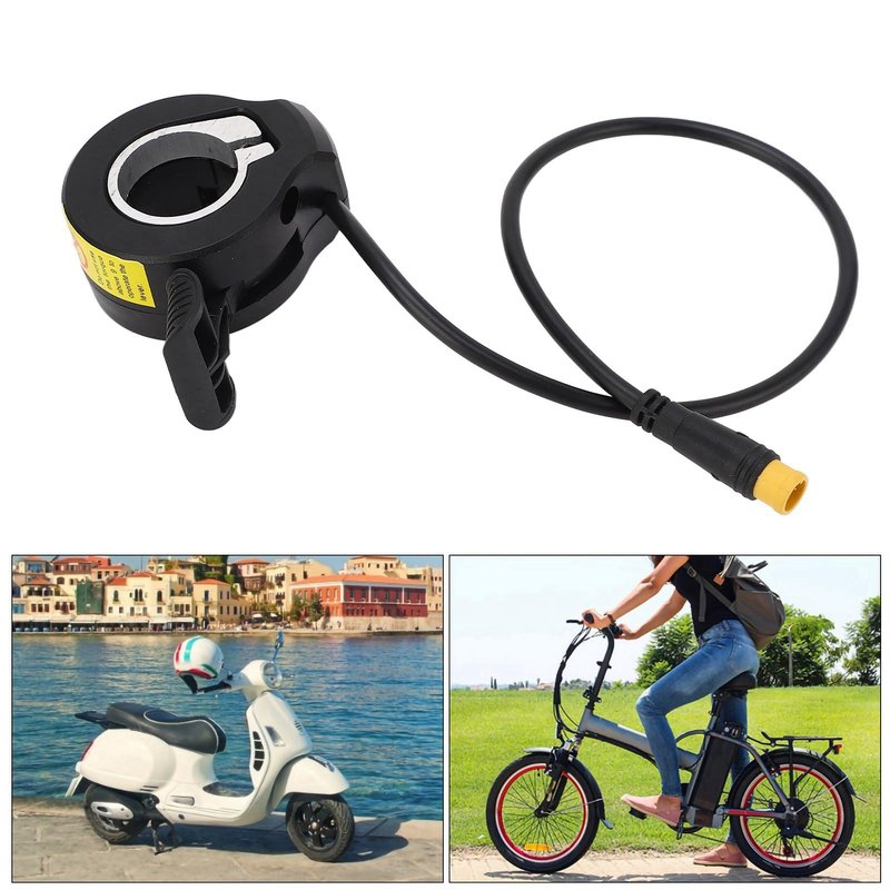 WQAPVHBG Bike Throttle, 130x 5V E Bike Thumb Speed Control, 3 Pin Plastic Electric Throttle Control of Accessories Tools for Electric Bikes and Scooters with 22.2mm/0.87in Handlebars