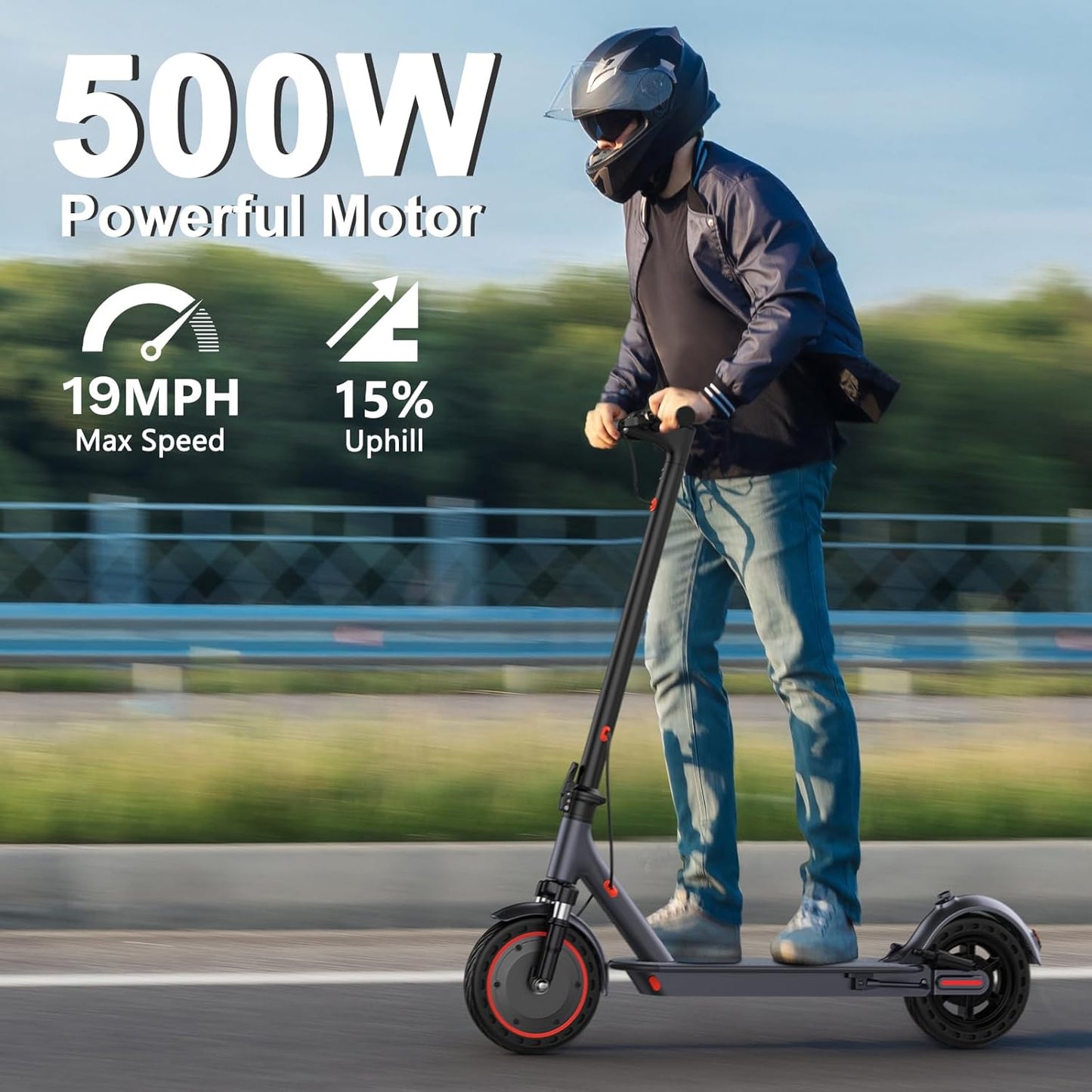 VOLPAM Electric Scooter - Dual Suspension, 19/22MPH, 500W/800W Motor, Long Range 60/40/31/23 Miles, Max Load 264 lbs
