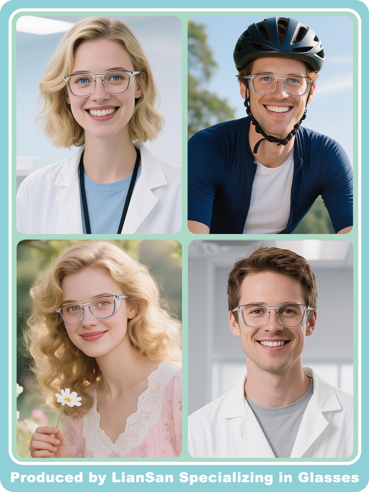 LianSan Oversize Anti-Fog Safety Glasses for Nurses, Z87.1 Certified Goggles for Women, Square UV Protection Light Grey