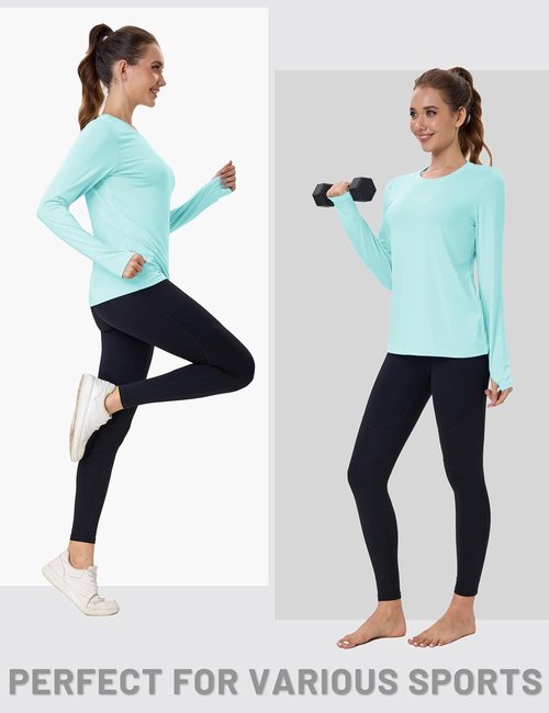 MAGCOMSEN Women's Long Sleeve Rash Guard - UPF 80+ Quick Dry Sun Shirt for Swim & Workout | Thumb Holes