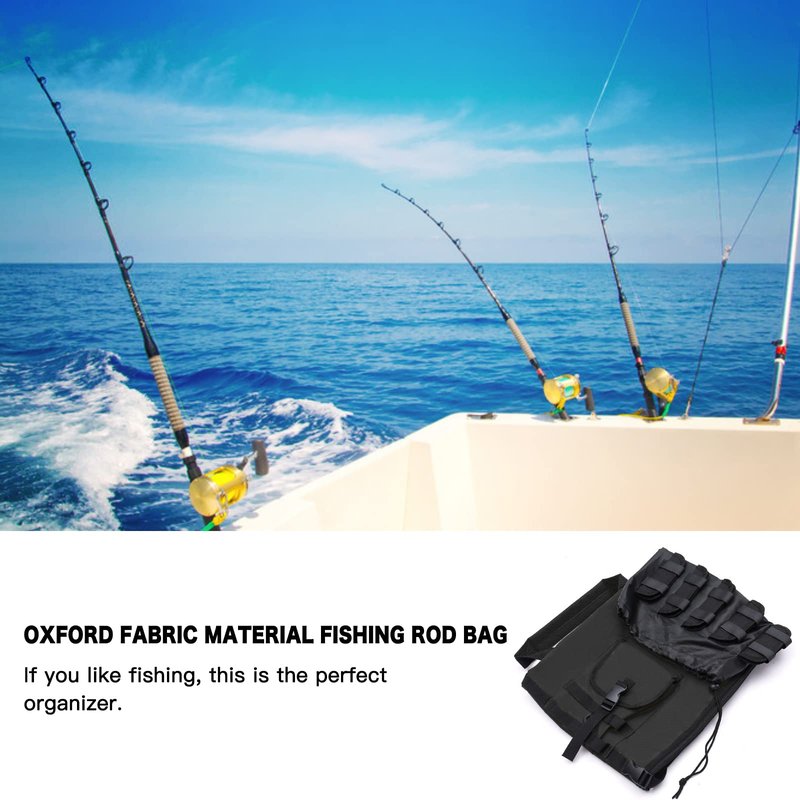 MOSISO Fishing Rod Case Bag, Fishing Pole Holders, Waterproof Large Capacity Tackle Gear Organizer Travel Carry Case Shoulder Storage Bag with 5 Poles Tackle, Black