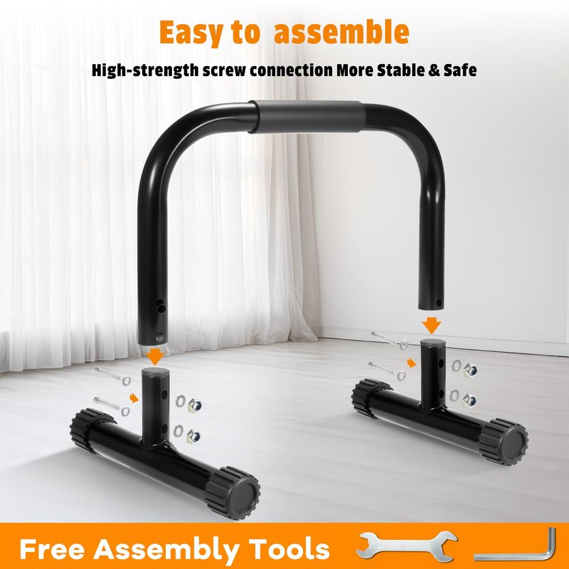 AmazeFan Parallettes Bars, High Steel Push Up Bar Strength Training For Handstands, Calisthenics Bars & Dip Bars, Calisthenic, Push Up Stands Handle for Floor Workouts Calisthenics Equipment ﻿ (Black, 12in)