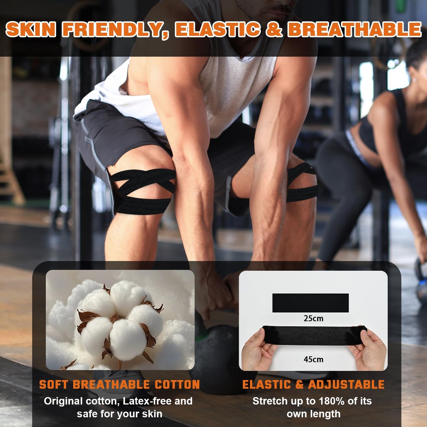 Elastic Kinesiology Tape, 2-Pack, Black