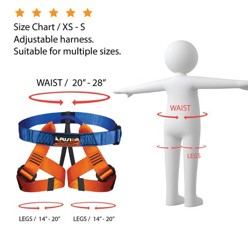 Fusion Climb Centaur Kids' Climbing Harness, Adjustable harness for Children for Professional Mountaineering, rock climbing, Rappelling safety harness, work safety Belt, Fire Resucing, Caving climbing