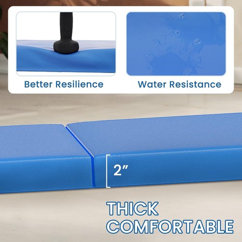 Fitvids Gymnastics Mat - High-Density Folding Exercise Mat with Carrying Handles | 2'x6'x2" for Home Gym, Yoga, Pilates, MMA