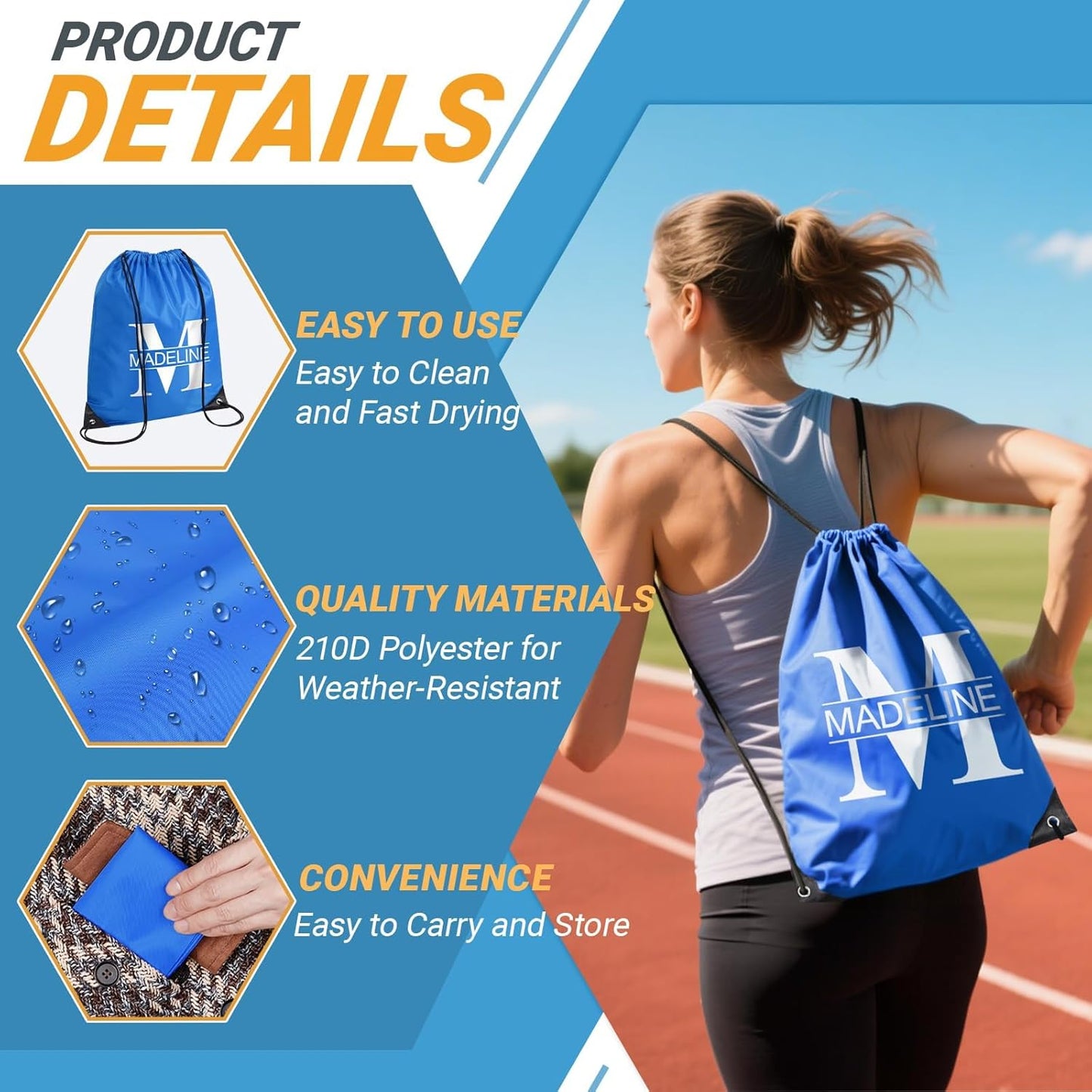 Skiennix Custom Drawstring Bags - Personalized Logo Pouches in Bulk | 13.4”x17” Size