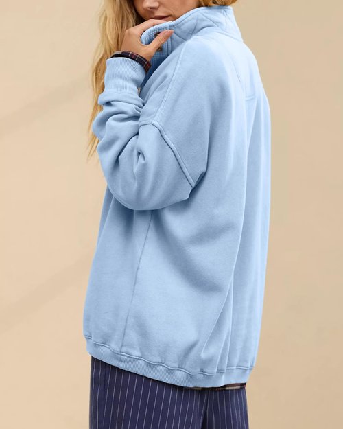Gacaky Oversized Casual Sweatshirt - Long Sleeve Button Henley Neck Pullover for Women
