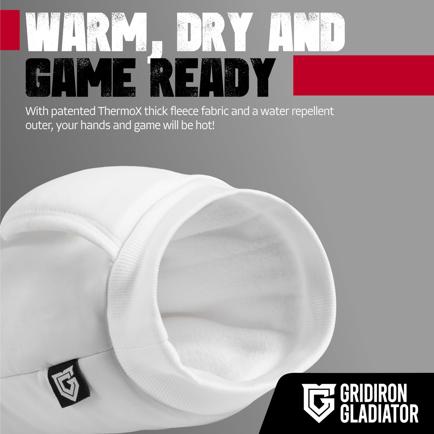 Gridiron Gladiator Football Handwarmer Pouch for Adults - Tactical Hand Muff Warmer - Warming Pouch for Cold Weather - White