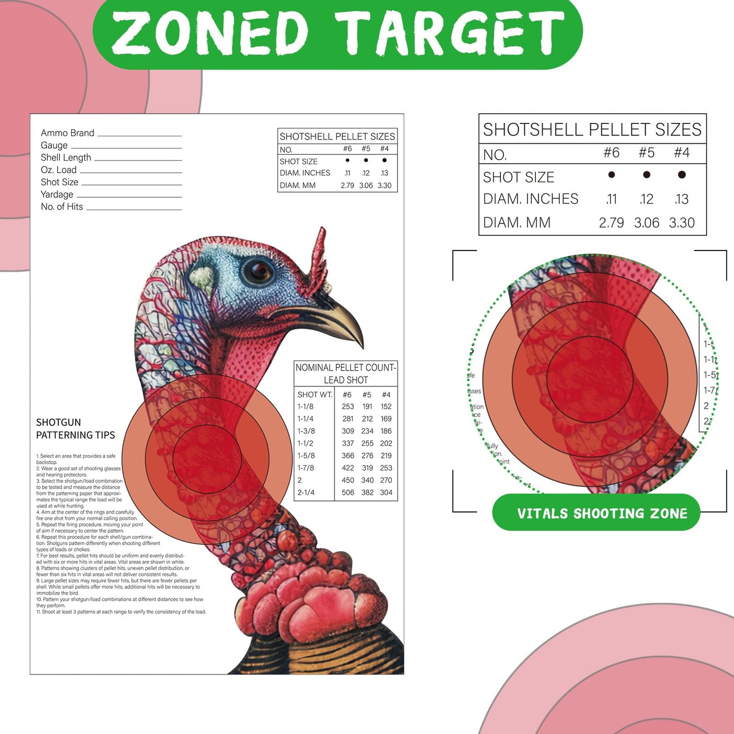 Feifeiya 12 Pcs 3 Style 12" x 18" Turkey Targets Turkey Shooting Targets for Hunting Realistic Animal Target for Practice Turkey Hunting Accessories