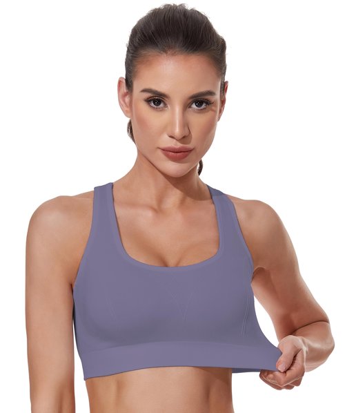 GXXGE Sports Bras for Women High Support Adjustable Straps Padded Cross Back Sport Bra for Workout Yoga Running Gym Black White OrangeRed DeepPurple Purple Grey 3X-Large