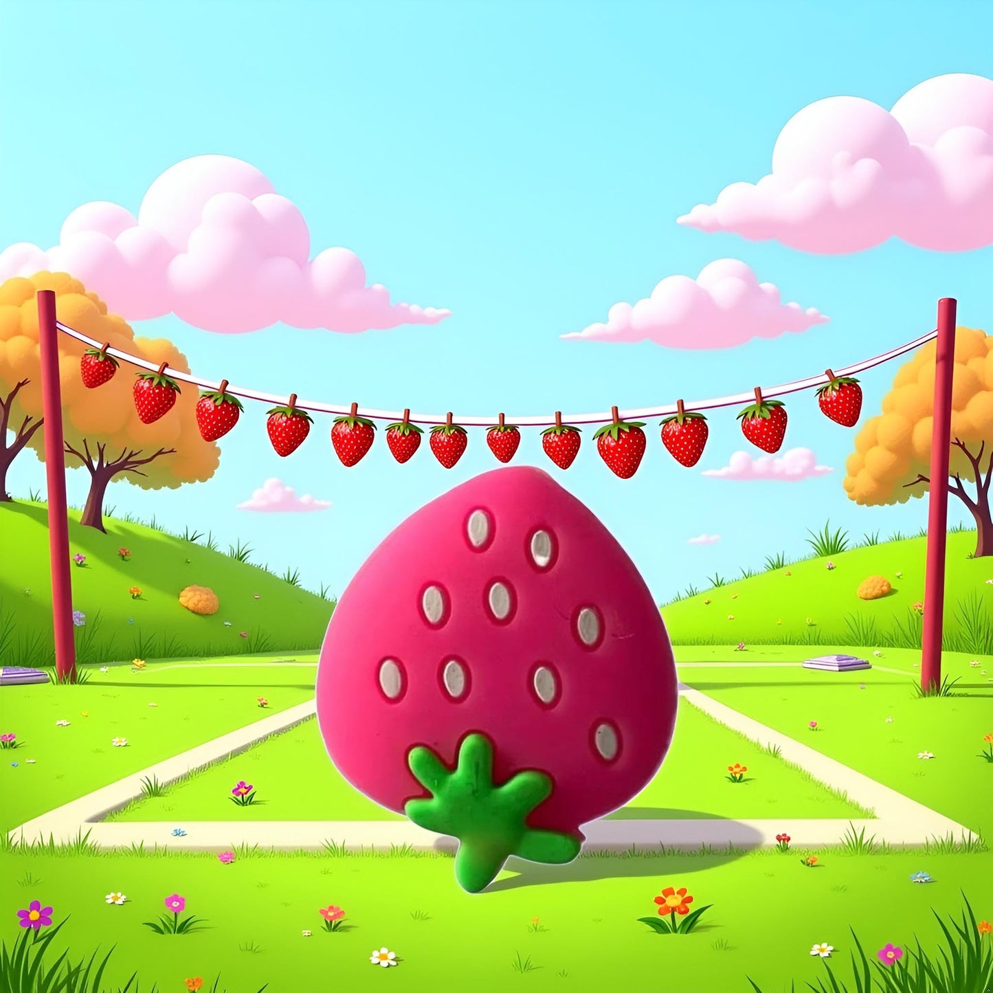 YuanHolumid Pink Strawberry Tennis Racket Vibration Dampener Soft Silicon Racket Dampener Cartoon Shape Tennis Racquet Shock Absorbers Tennis Racket for Racquetball, Tennis Vibration Dampeners