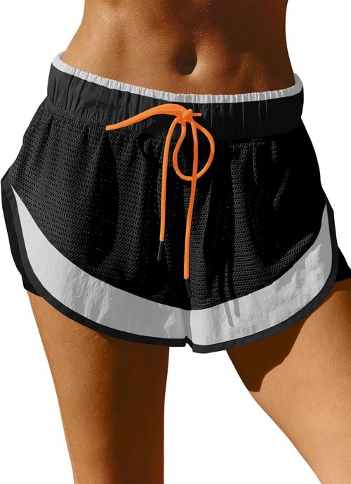 Fisoew Women's Athletic Shorts - 2-in-1 Running & Yoga Shorts with Pocket | High Split Color Block Design