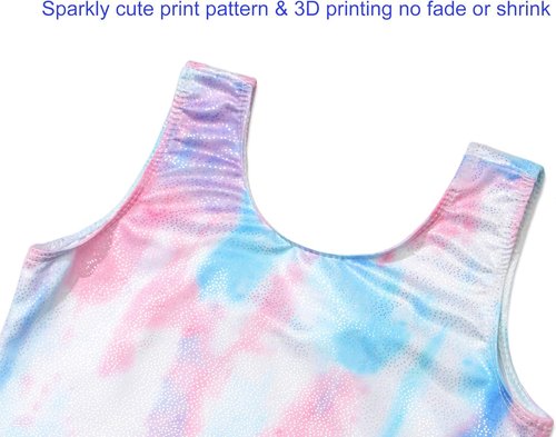Domusgo Gymnastics Leotard for Girls - Sparkly One-Piece Pro Unitard with Shorts