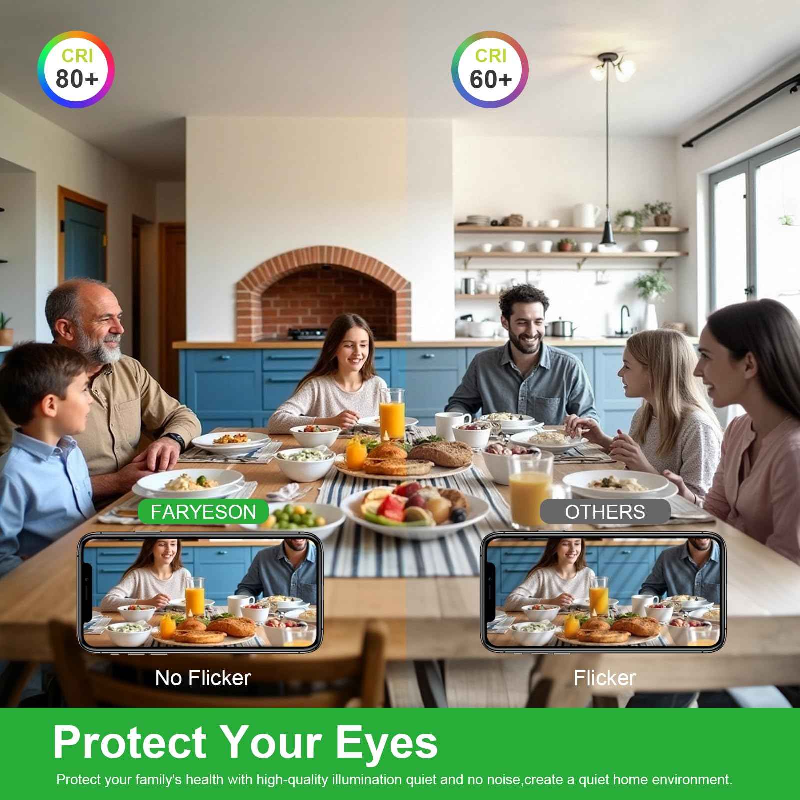 faryeson Dimmable GU10 LED Light Bulbs - 5W Energy-Efficient, 700 Lumens Soft White (3000K), 110° Flood Beam, Ideal Replacement for Halogen Bulb in Recessed & Track Lighting, 6-Pack