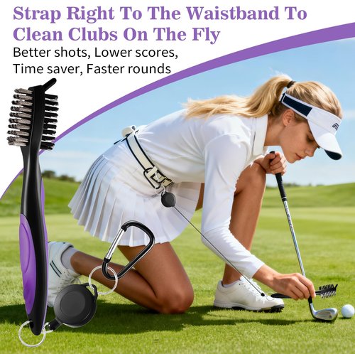 LACGO 17Pcs Golf Accessories Kit Include Golf Ball Bag Golf Tees Golf Towel Golf Club Cleaner Brush Groove Cleaner Tool Divot Tool Magnetic Ball Marker, Best Golf Gift for Women Man(Purple)