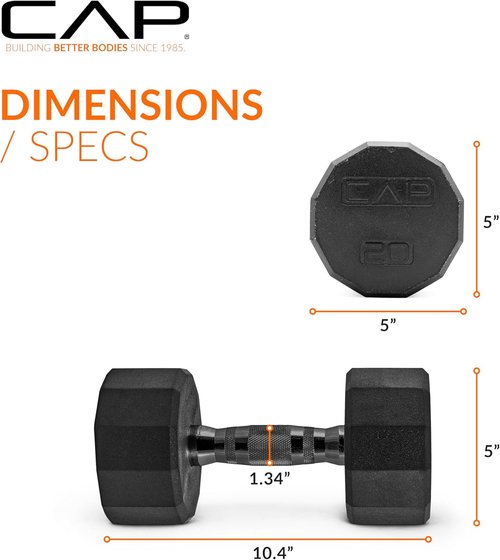 CAP Barbell Coated Hex Dumbbell - Durable Weight Options from 10 to 120 lbs | Perfect for Home Gym