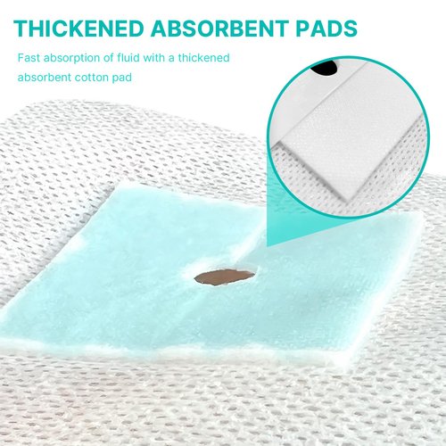 Split Drain Adhesive Bandages 4" x 4" Pre-Cut for Feeding Tubes, Dialysis Catheters & Drains - Soft Non-Stick Pad - Individually Wrapped 20 Pack Wound Dressing Pads