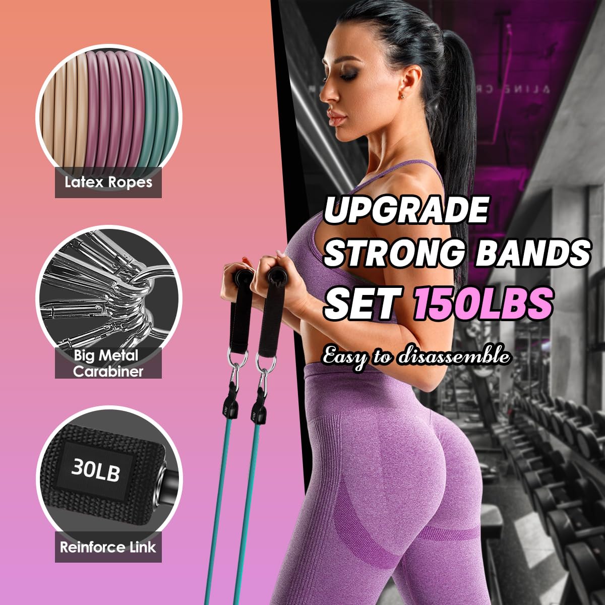 WHATAFIT Resistance Bands, Exercise Bands，Resistance Bands for Working Out, Work Out Bands with Handles for Men and Women Fitness, Strength Training Home Gym Equipment Morandi-01
